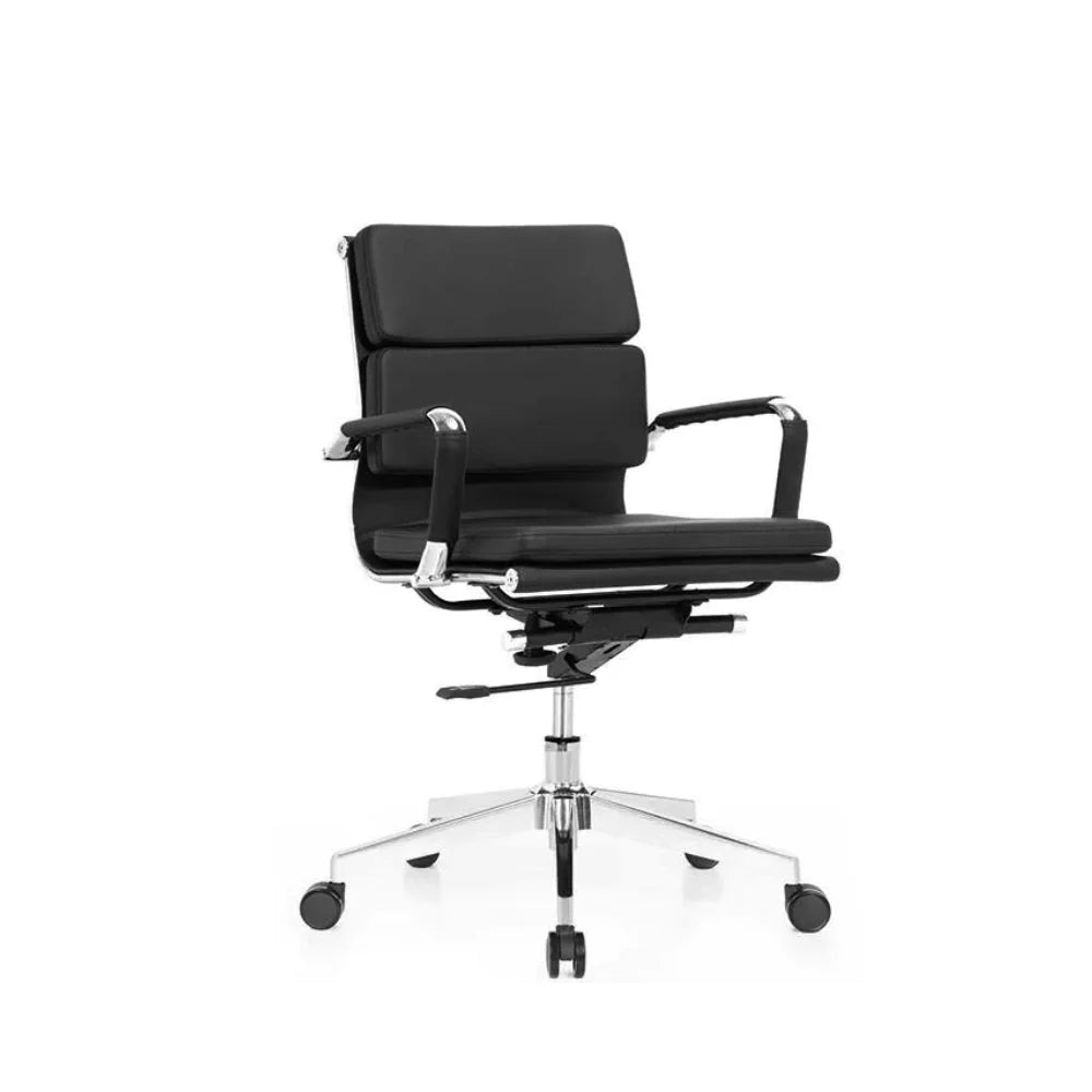 KH021B-L EAMES Style 中背會議椅｜皮包扶手