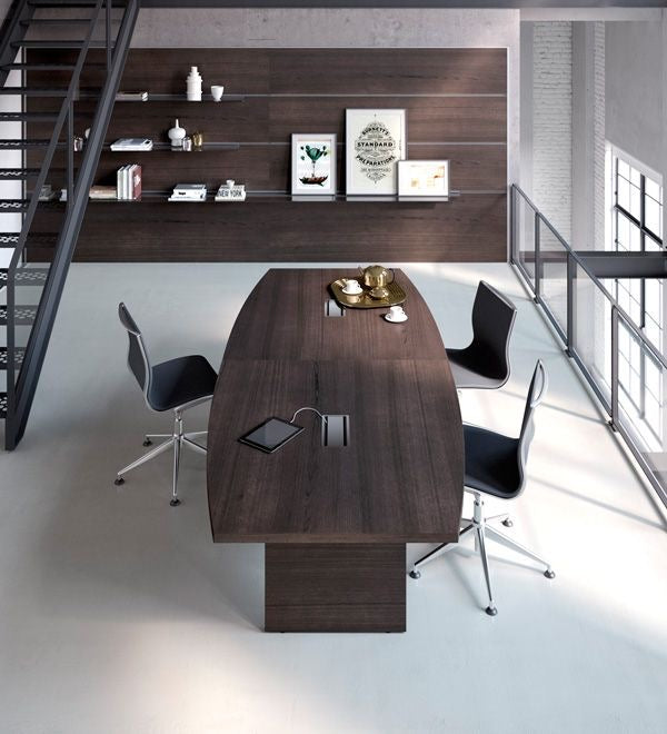 CT38 Milano 船形木紋會議桌｜Boat Shape Table｜弧形辦公傢俱